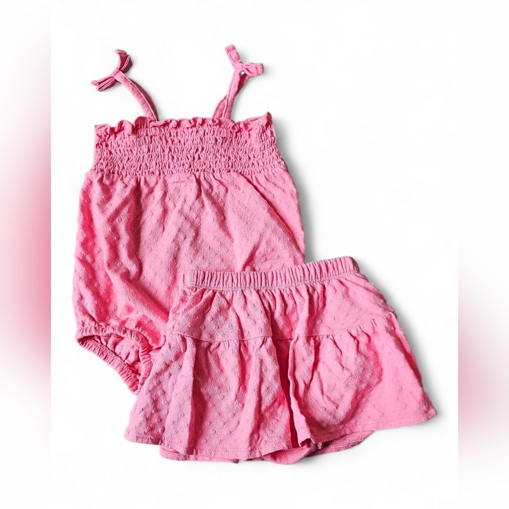 Garanimals Baby Girl 2-Piece Outfit Set Pink Romper & Matching Skirt Size 12M